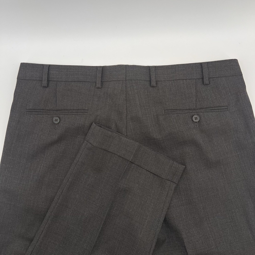 Ralph Lauren Wool Pleated Pants Mens 36x32 Brown Check Cuffed Dress Trousers